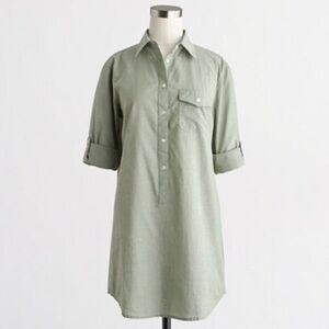 J.Crew Factory Sage Green Cotton Popover Tunic Shirt XXS Roll Tab Casual Chic